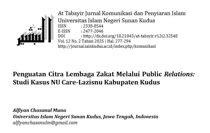 Penguatan Citra Lembaga Zakat Melalui Public Relations: Studi Kasus NU Care-Lazisnu Kabupaten Kudus